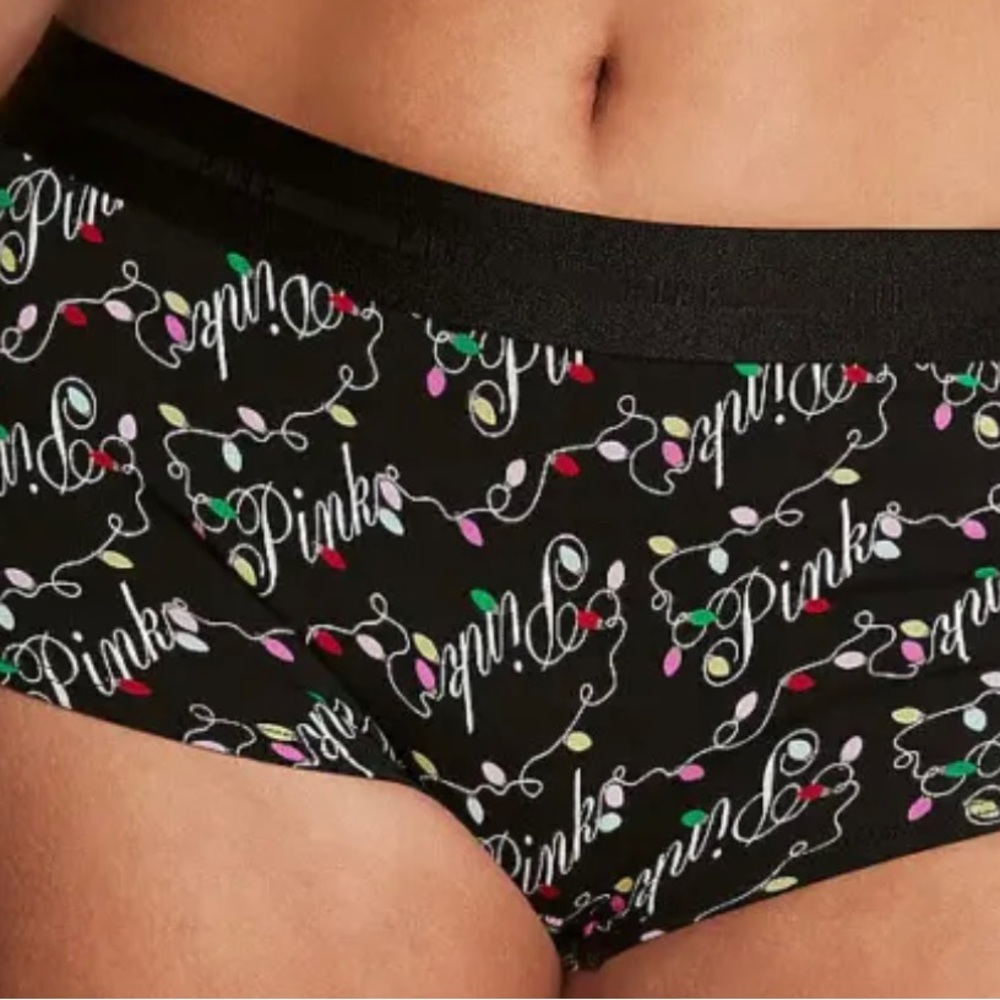 PINK Christmas Holiday lights Boyshorts Shortie NWT